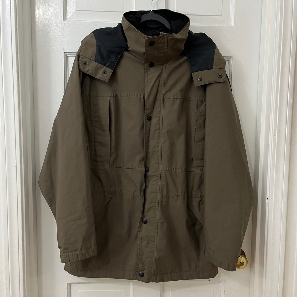 REI Rain Jacket Gore-Tex Mens M Olive Nylon Parka 90s Gorpcore Hiking Y2K VTG